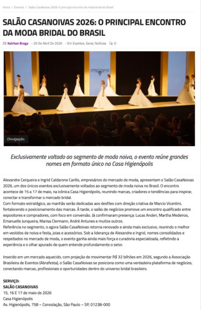 Imprensa — Salão CasaNoivas